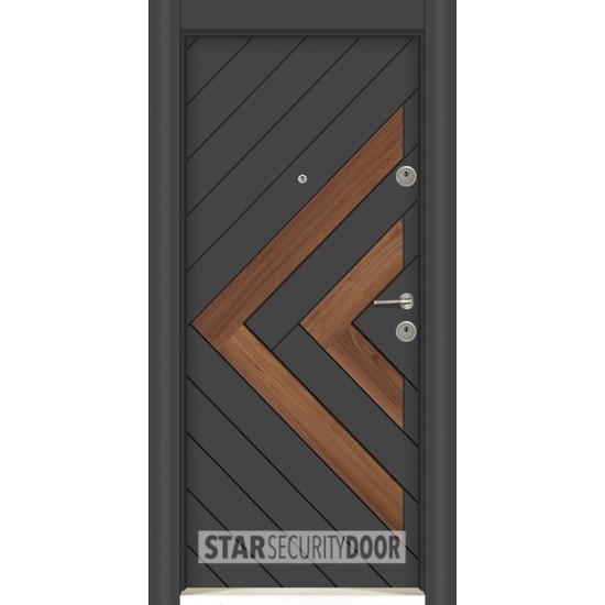 БЛИНДИРАНА ВХОДНА ВРАТА ЗА КЪЩА Outdoor MFS-106 АНТРАЦИТ - ОРЕХ