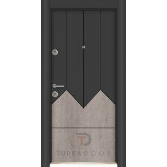 БЛИНДИРАНА ВХОДНА ВРАТА Turka Т-14 АНТРАЦИТ – СИВ ДЪБ